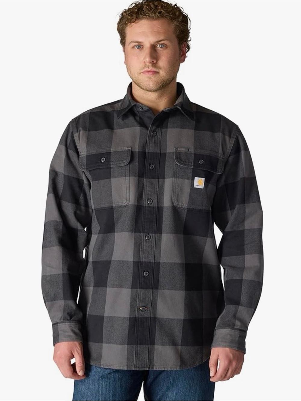 Mens Carhartt Button Up Heavyweight Flannel Loose Fit Shirt Size Small Like New